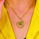 💚عقد الدائرة الذهبية بالزمرد💚