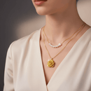 🌸قلادة فاخرة بوردة ذهبية وسلسلة لؤلؤ🌸